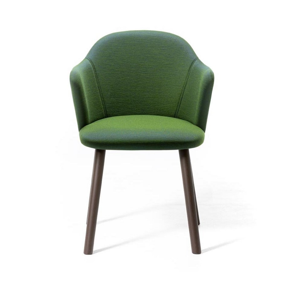 Doc AR, Upholstered small armchair with structure in varnished ash wood