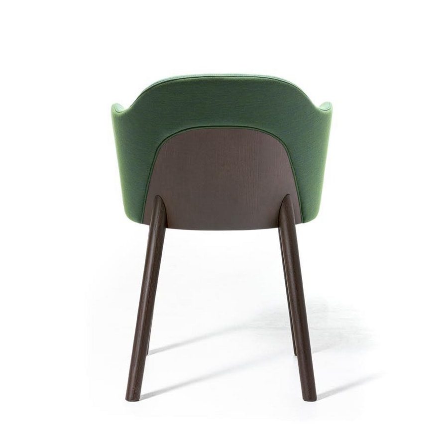 Doc AR, Upholstered small armchair with structure in varnished ash wood