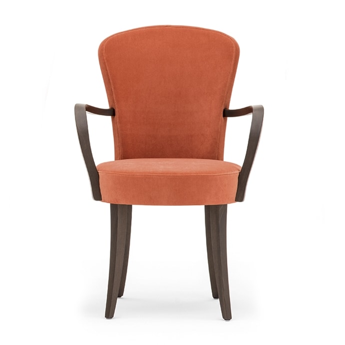 Euforia 00121, Sessel aus Massivholz, Sitz und Rücken gepolstert, Stoff, moderner Stil