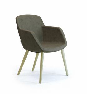 Gaia 4G wooden, Upholstered armchair with wooden legs
