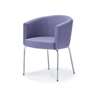 Island S, Upholstered armchair, metal base, for cocktail bar