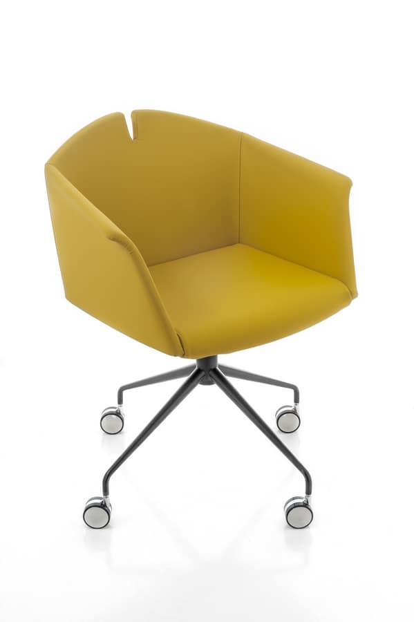 Kuad, Armchair with trestle base, even with castors