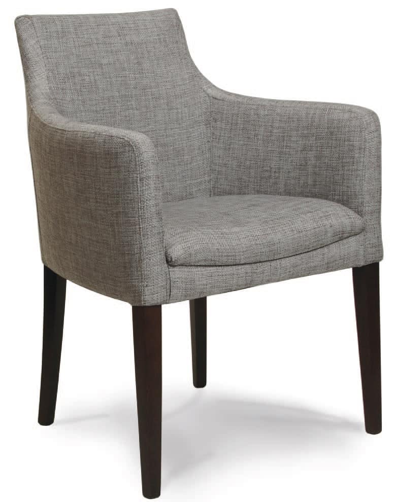 Madeira P, Upholstered armchair with wooden base, in various colors