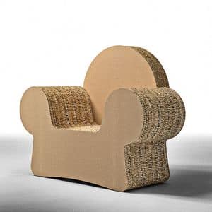 MICKEY, Design armchair made of cardboard, with armrests