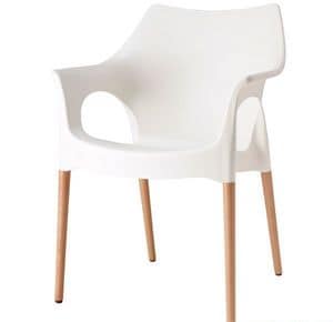 Natural Ola, Armchair in wood and technopolymer, stackable