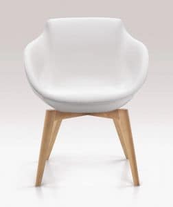PL 5005, Chair with wooden legs, upholstered with polyurethane