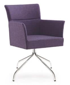 PL 5007, Armchair with chromed steel base, in various colors