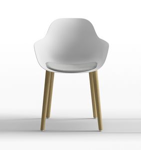Pola Round P_4W, Polypropylene design chair with wooden legs