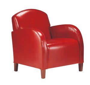 Richard, Armchair with red leather upholstery