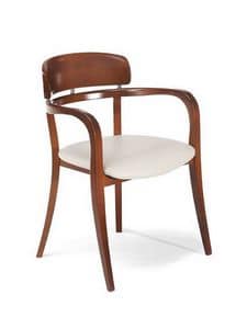 Sara, Chair with armrests, in wood, in sinuous style
