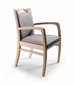 Serena 1 P, Chair with armrests, in wood, with padding
