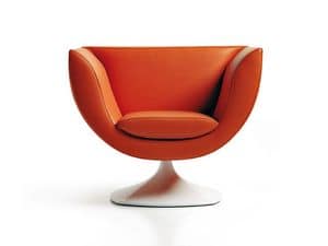 Spline, Swivel armchair with metal base, fireproof coating