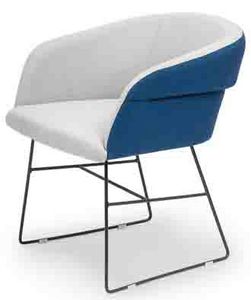 Susi metal ARMS, Small armchair with sled base, two-tone upholstery