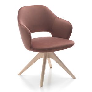 Vivian armchair, Armchair available with different wooden bases