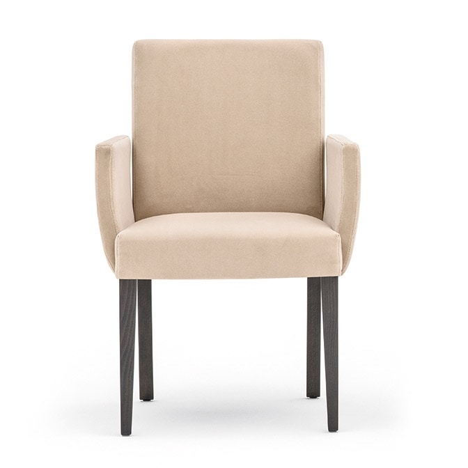 Zenith 01631, Armchair with arms with wooden frame, upholstered seat and back, for contract use
