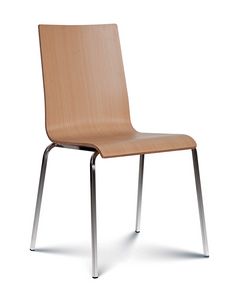 Caprice wood, Stackable chair with wooden shell