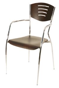 PL 103, Wooden chair with chromed metal legs