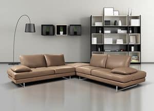 Alba, Modern corner sofa with sled base in steel