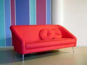 Annicinquanta, Modern upholstered sofa, polished chrome feet