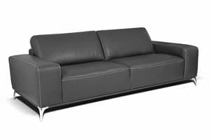 Artemide, Fixed sofa with steel base coated in leather