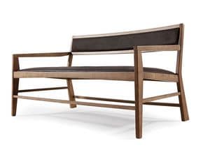 Aruba sofa, Sofa with minimal design, in ash wood, padded