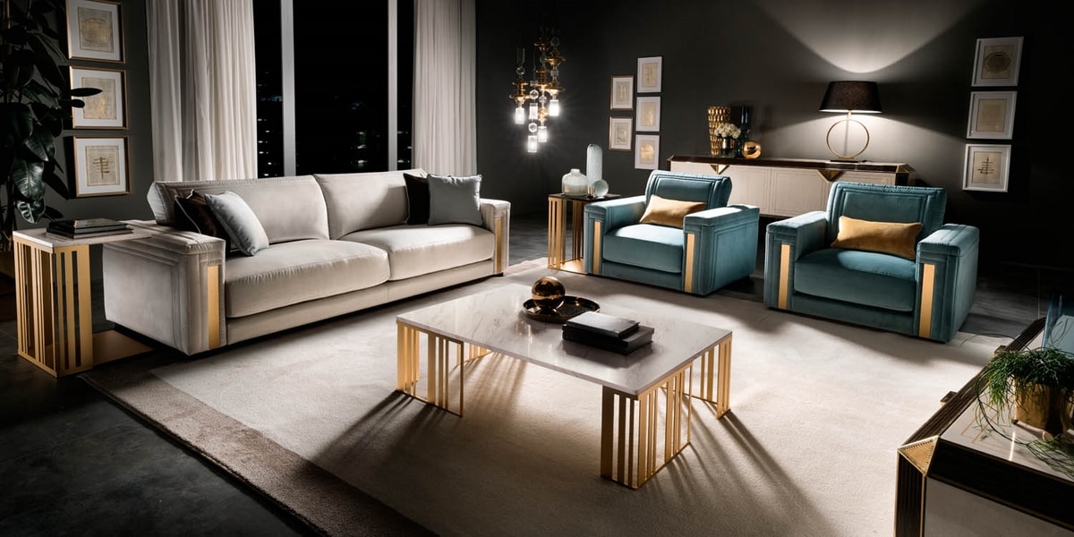 ATMOSFERA sofa, Precious sofa with refined finishes