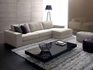 Avenue, Modular sofa with wooden frame, for elegant stand