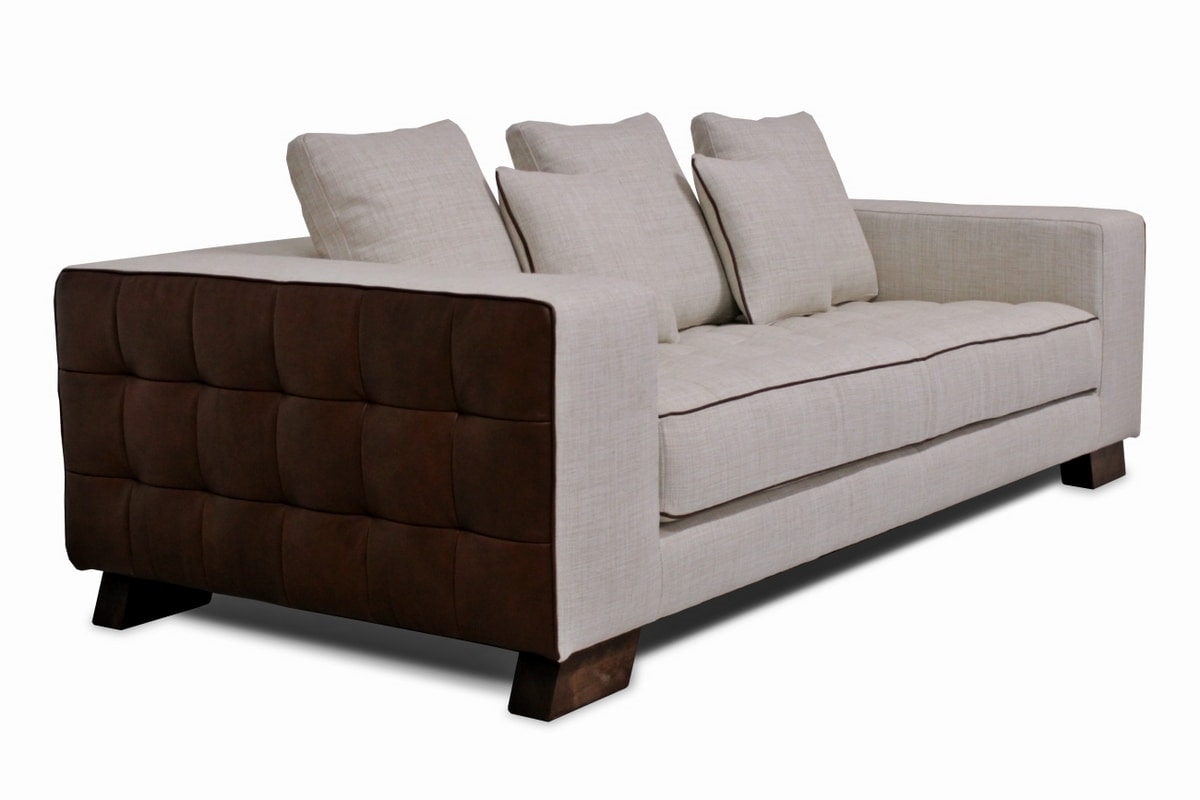 Brunelleschi, Glamor sofa with leather and fabric upholstery