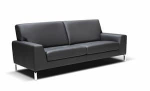 Carina, Modern sofa with simple lines, with chrome feet