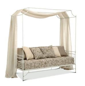 Ciro sofa, Sofa bed in drawn iron, with canopy