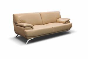 City, Fixed sofa in polyurethane, with feet in stainless steel