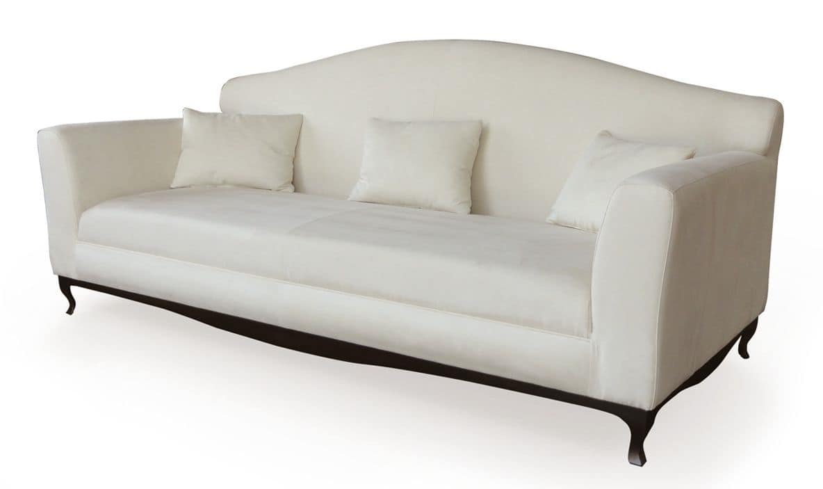 Ghirigori divano, Wooden sofa, padded with rubber, iron legs