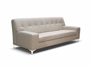 Iseo, Modern sofa with feet in chromed metal, in leather