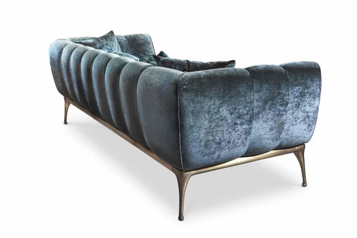 Iseo sofa, Sofa with aluminum frame, padded in rubber
