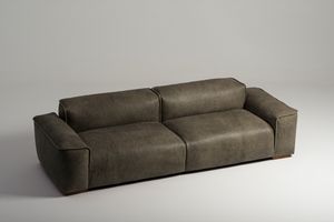 Lazy sofa, Vintage leather sofa with rigorous silhouette