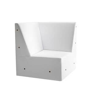 Linear 02456, Corner for low modular bench, feet solid wood, upholstered seat and back, wooden feet, modern style