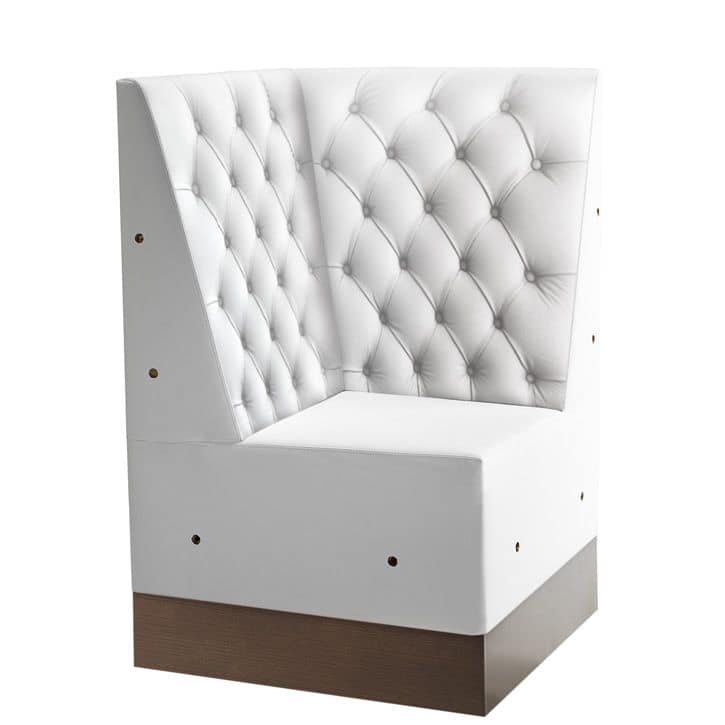 Linear 02485K, Corner for modular high bench, laminated base, quilted back, modern style