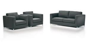 Mini G sofa, Modern sofa, in leather and fabric, for the living rooms and offices