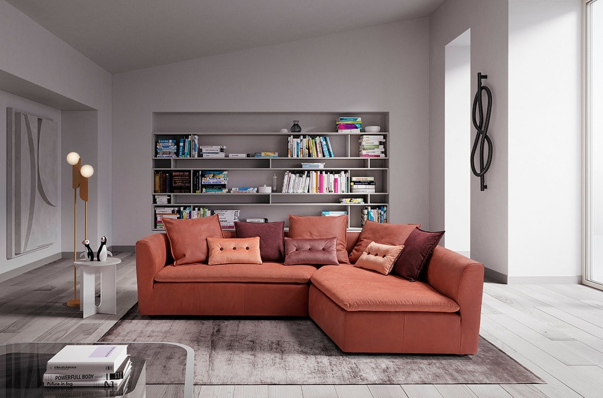 Nara, Sofa characterized by large overlapping cushions