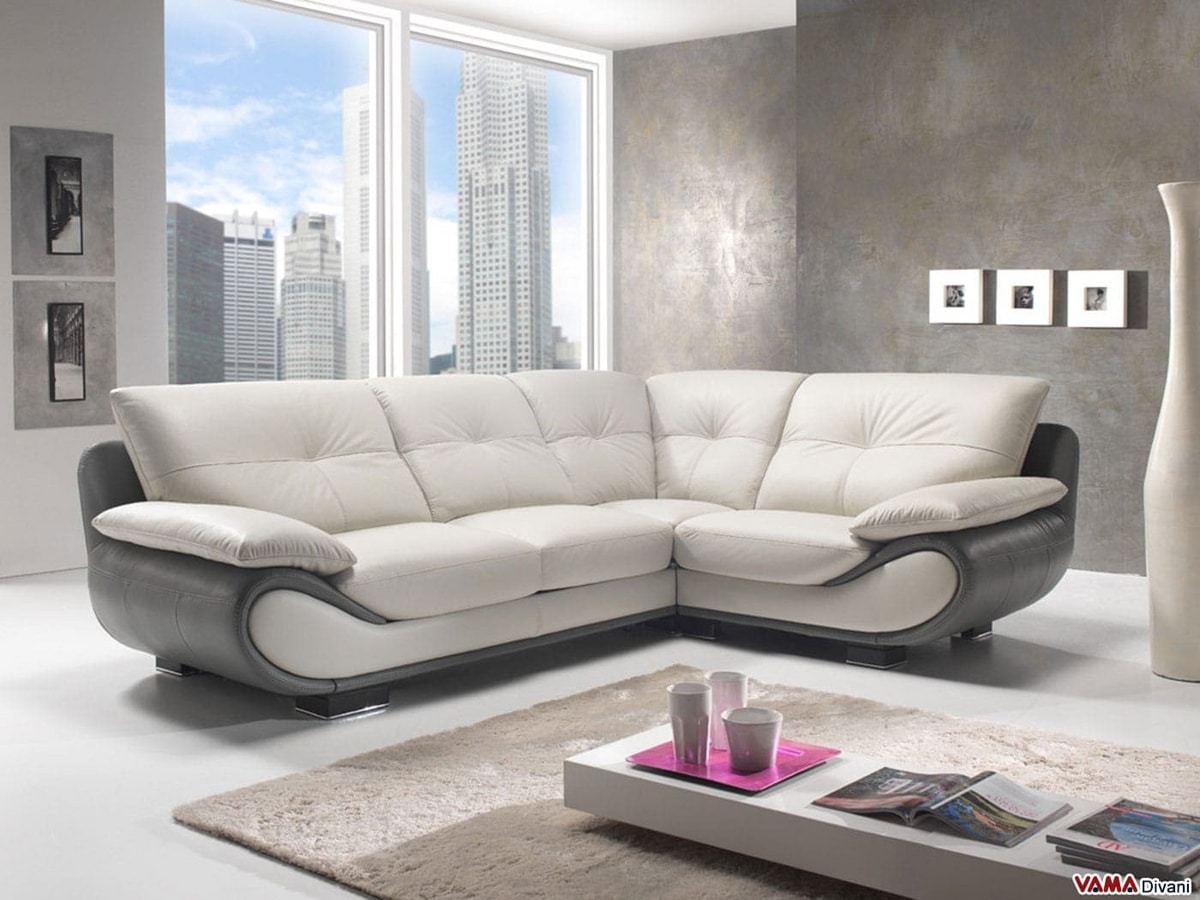 Facet Grit Inspectie A modern corner sofa in leather with high back | IDFdesign