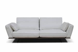 Parma fixed, Fixed sofa with sled base, upholstered in leather