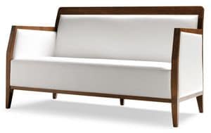 PL 49 EN, Linear sofa in wood, leather upholstery