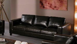 Sofa Chicago, 3 seater sofa in black leather
