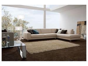 Square, Elegant sofa with wooden frame, different finishes