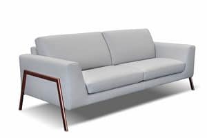 Tiffany fixed, Padded fixed sofa with feet with copper finish
