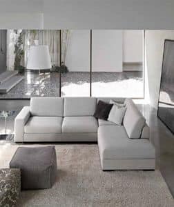 Times, Modern sofa with peninsula, padded with polyurethane