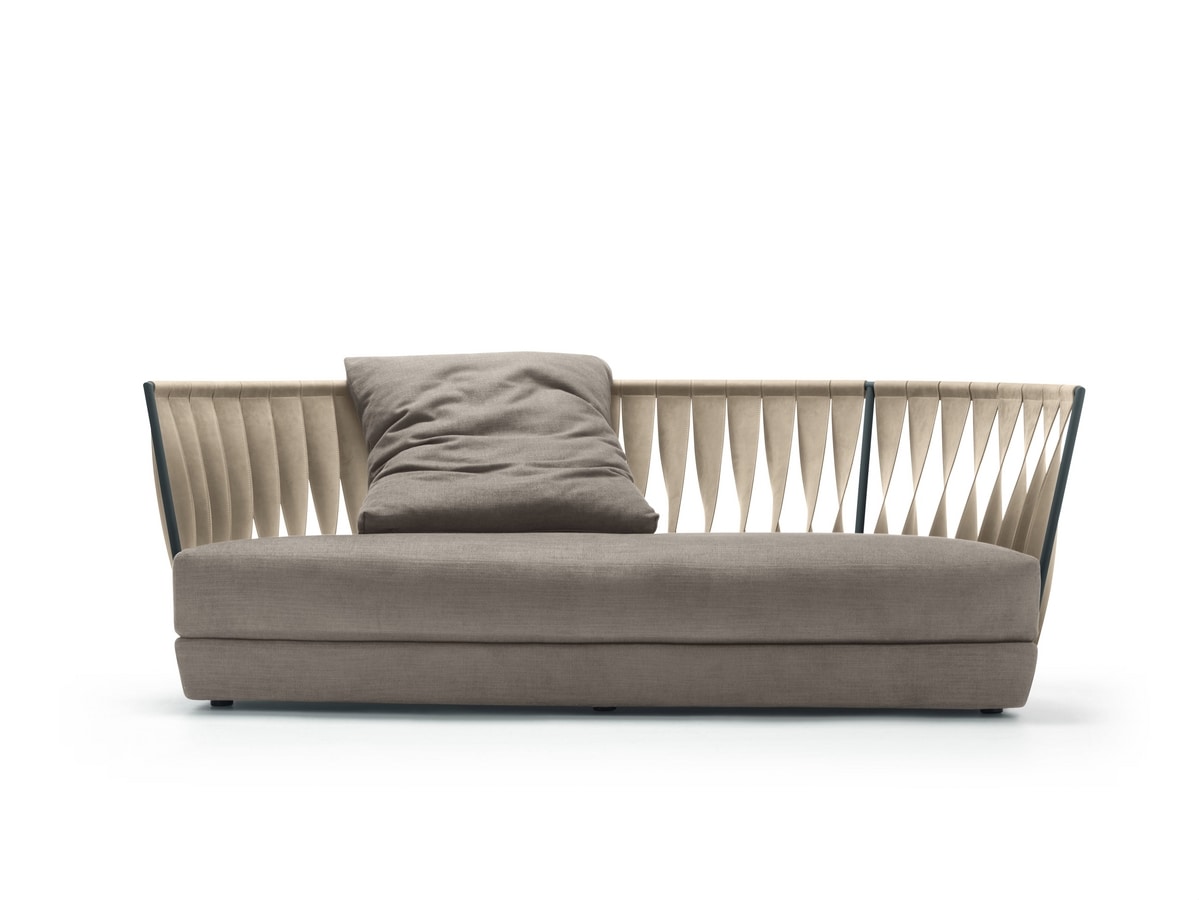 Twist sofa, Sofa with iron frame, back with straps of leather