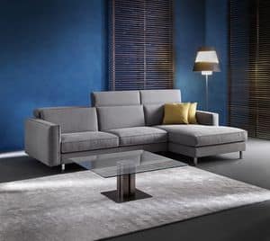Zenit, Modern sofa, chromed metal feet