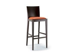 1031, Stool in beech wood, upholstered seat