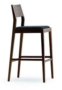 1107, Stool in wood with upholstered seat, for kitchens
